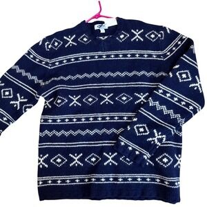 NWT Old Navy Women Lambswool‎ Fair Isle Sweater XL Blue Cozy Comfy Mature Granny